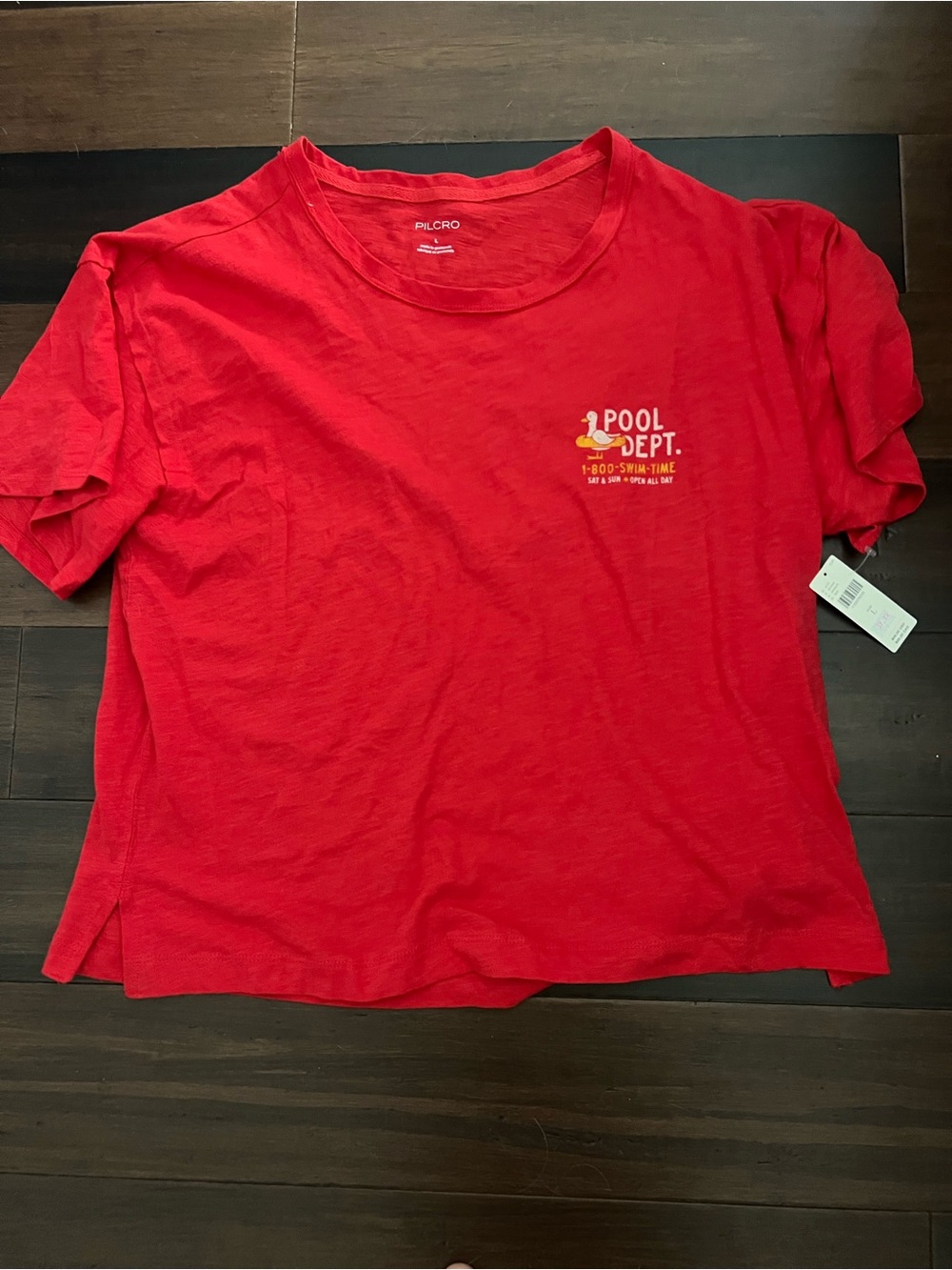 Pilcro Red Short Sleeve Crewneck Tee with Pool Dept. Graphic